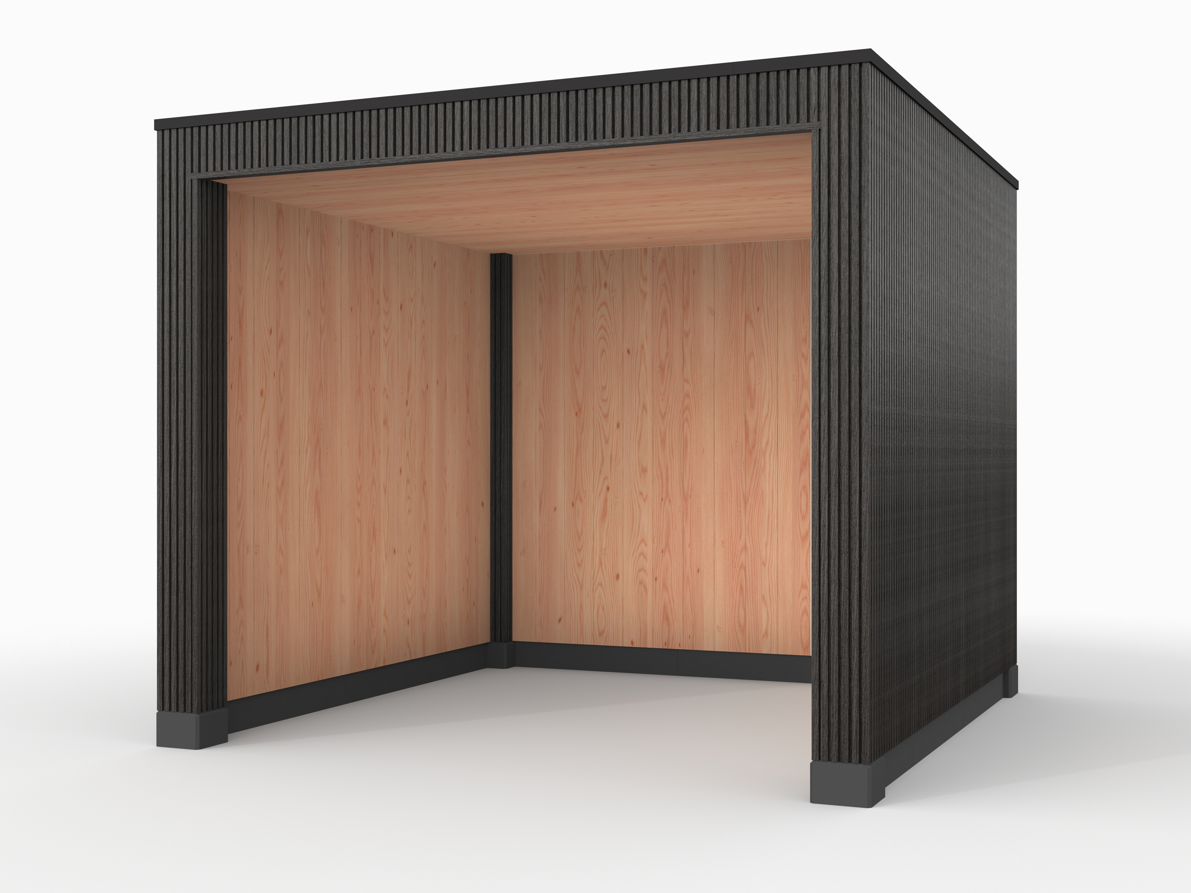 Douglas overkapping, 300 x 300, met achterwand en twee zijwanden, Westwood Rhombus Zwart - Afbeelding 1